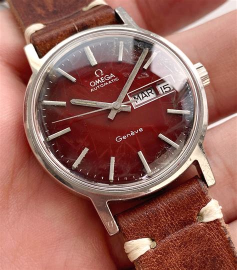 omega watch red dial|omega replacement dial.